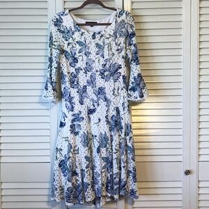 Floral Blue and White Women's Dress